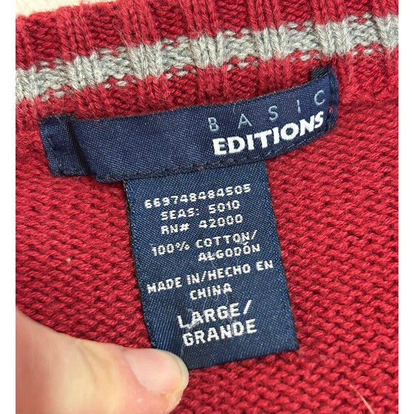 Basic Editions Vintage 100% Cotton Heavyweight Crewneck Pullover Sweater size L - Picture 2 of 6